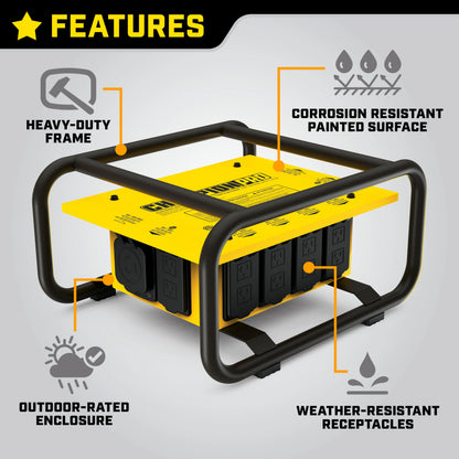 Champion Power Equipment Yellow 19.10" x 15.90" x 10.00", Steel Portable Electrical Distribution Box
