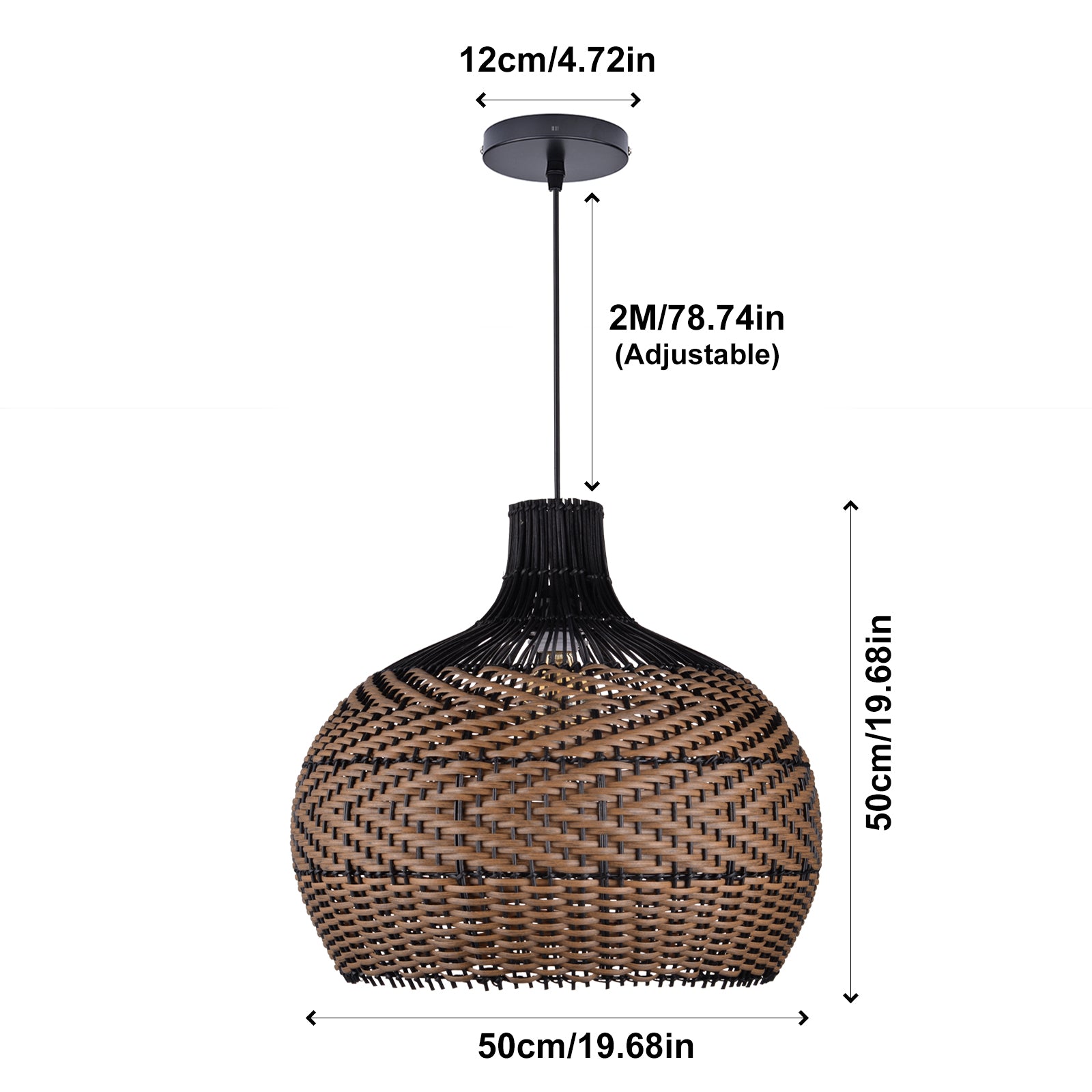 Arturesthome Basket Light Fixture Rattan Pendant Lighting for Living Room 1-Lights
