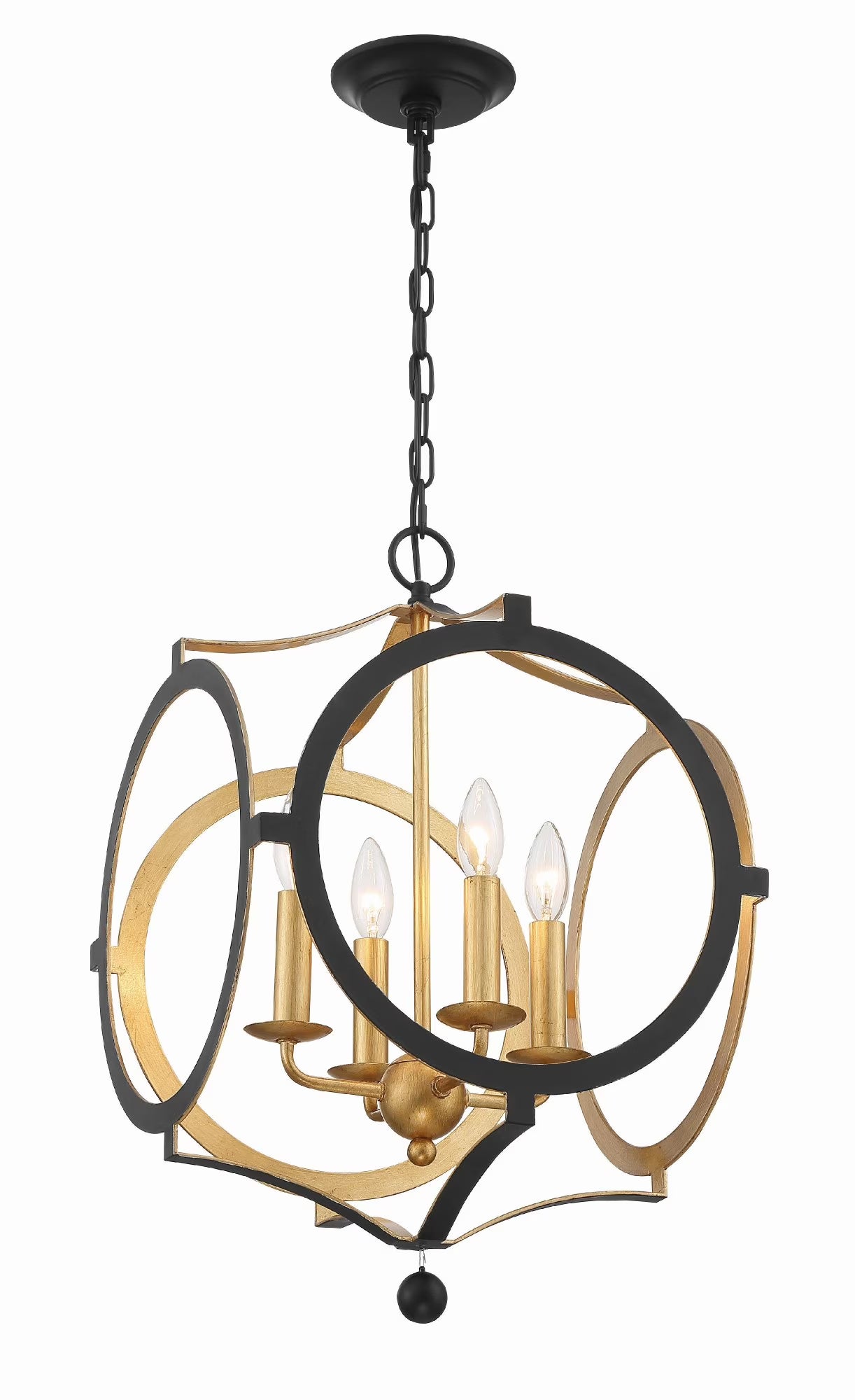 ODE-704-BK-GA-Crystorama Lighting-Odelle - Four Light Chandelier in Classic Style - 20 Inches Wide by 20 Inches High-Matte Black/Antique Gold Finish