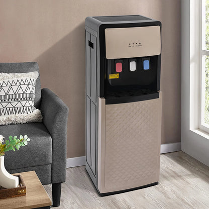 Champaign Gold Bottom Loading Water Dispenser - Hot, Cold & Room Temperature Water, 500W Heating, 90W Cooling, Safe & User-Friendly Design for Home & Office