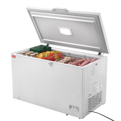 STAWAY 12.8 Cu.ft Chest Freezer - Large Deep Freezer with Adjustable Thermostat, Locking Lid, LED Lighting, 4 Baskets & 6 Wheels - Ideal for Home & Commercial Use