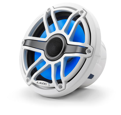 JL Audio M6-770X-S-GwGw-i 7.7-inch Marine Coaxial Speakers with Transflective LED Lighting, Gloss White