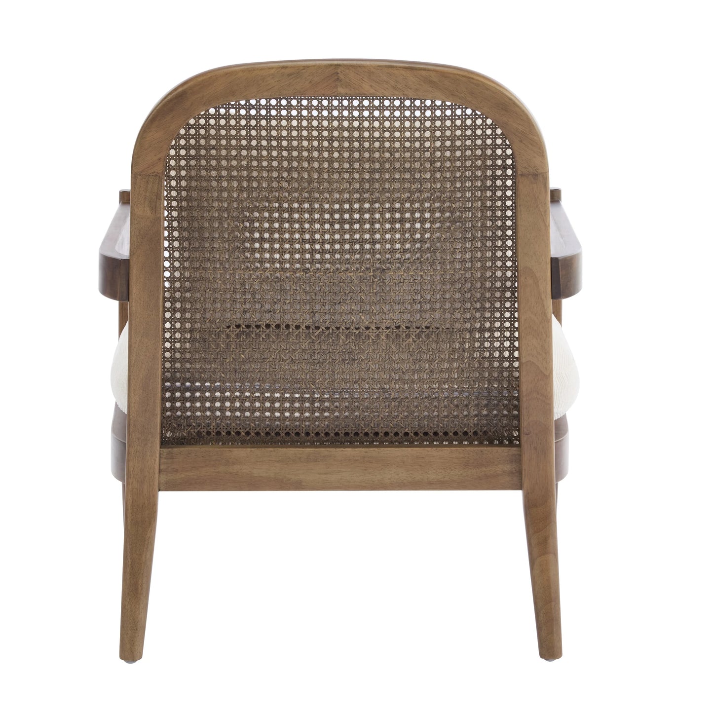 Christopher Knight Home [Set of 2] Mid-Century Modern Accent Chairs with Light Brown Solid Wood Frame, Rattan Backrest with Cushion - Comfortable Armchairs Light Brown