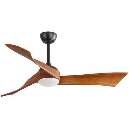 52 Inch Minimalist Ceiling Fan Light with 6 Speed Remote Energy-Saving Dc Motor,Matte White Metal & Wood Electrical Appliances Fans