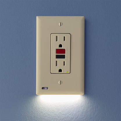 6 Pack - SnapPower GuideLight 2 [For Duplex Outlets] - Replaces Plug-In Night Light - Electrical Receptacle Wall Plate With LED Night Lights - Auto On/Off Sensor - (Duplex, White)