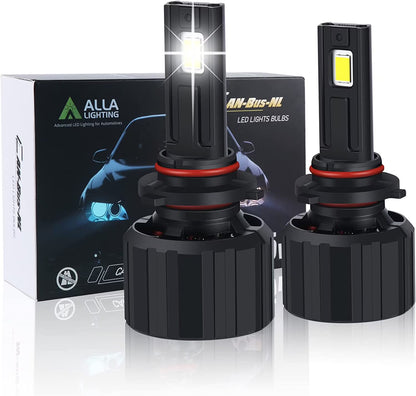 Alla Lighting 16000Lms CANBus HB5 9007 LED Headlights Bulbs, 6500K Xenon White, Xtreme Super Bright Dual Hi/Low Beam Conversion Kits Replacement