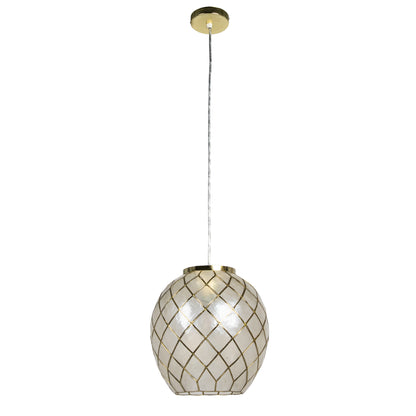 Robert Stevenson Lighting Marina Natural Capiz and Metal Orb Pendant Ceiling Light, Natural and Black