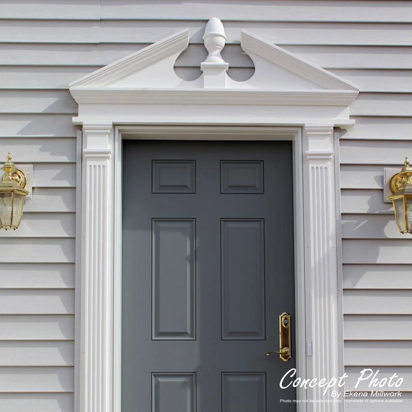 Ekena Millwork 52"W x 13"H x 2-3/4"P Rams Head Architectural Grade PVC Pediment (Urn Ships Unattached in Box)