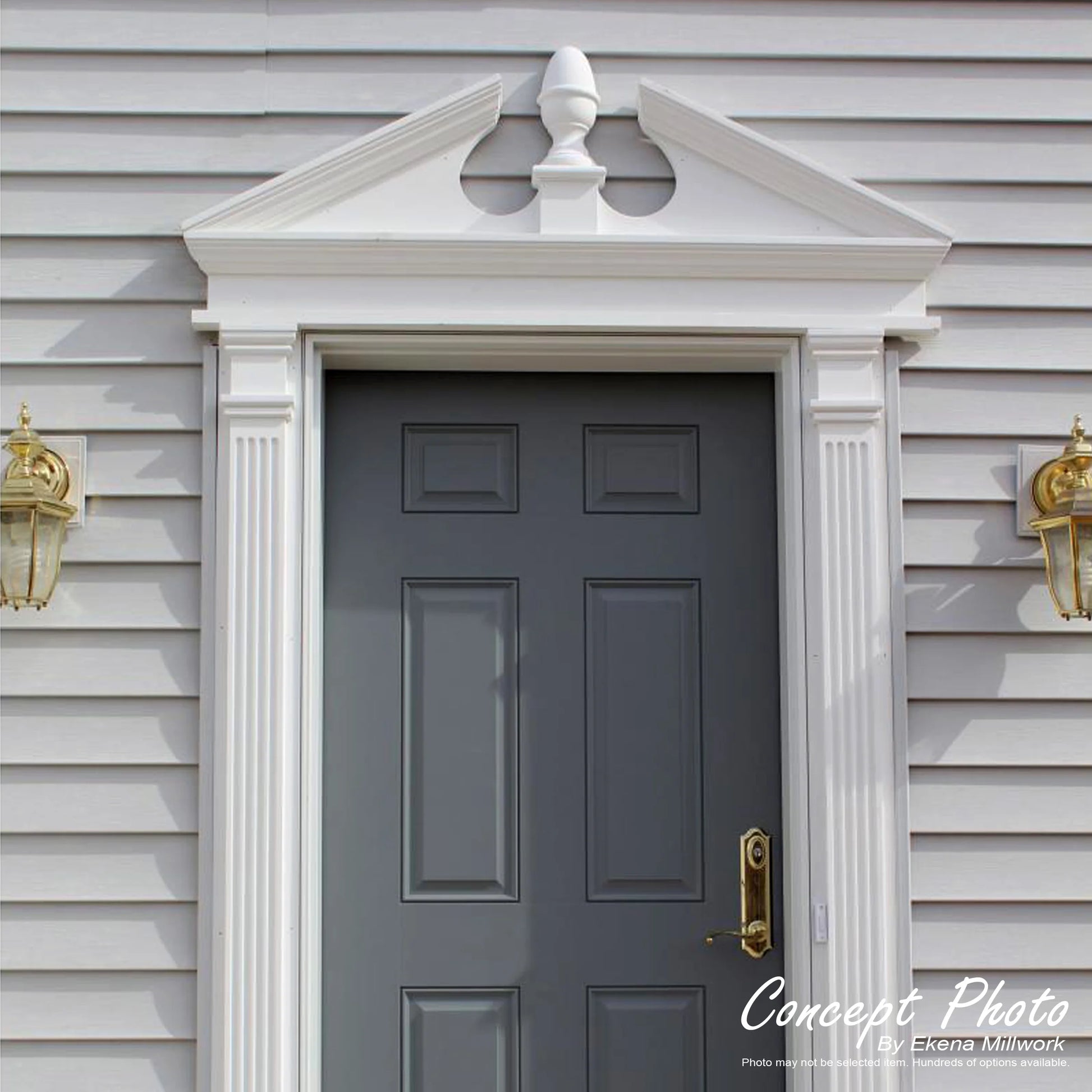 Ekena Millwork 52"W x 13"H x 2-3/4"P Rams Head Architectural Grade PVC Pediment (Urn Ships Unattached in Box)