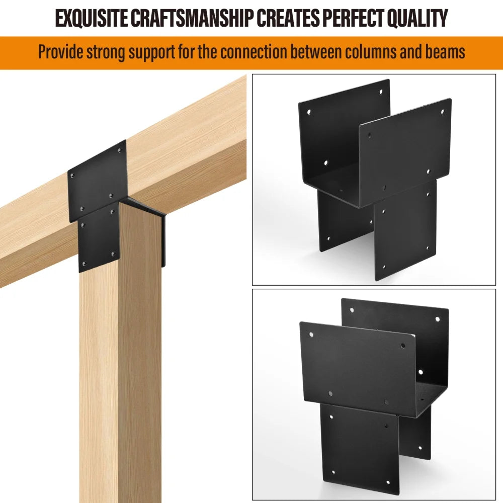 Tohu 12-Set Pergola Hardware Kit - Pre-Drilled Galvanized Brackets for Gazebo/Patio, 10-Minute Tool-Free Assembly 4In