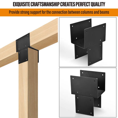 Tohu 12-Set Pergola Hardware Kit - Pre-Drilled Galvanized Brackets for Gazebo/Patio, 10-Minute Tool-Free Assembly 4In