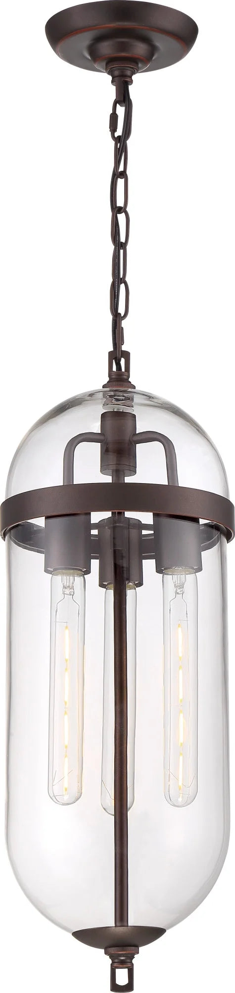 60/6913-Nuvo Lighting-Aurora-3 Light Pendant-8 Inches Wide by 23 Inches High-Vintage Brass Finish -Traditional Installation