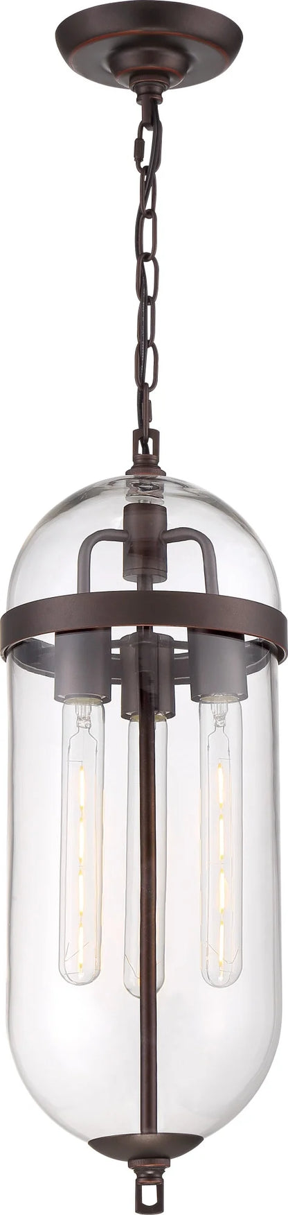 60/6913-Nuvo Lighting-Aurora-3 Light Pendant-8 Inches Wide by 23 Inches High-Vintage Brass Finish -Traditional Installation