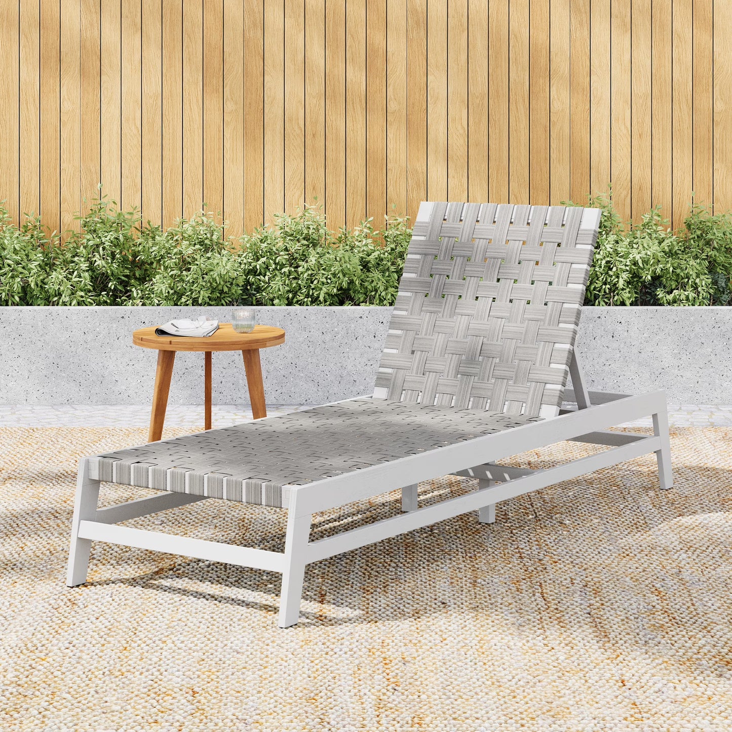 Christopher Knight Home Outdoor Wood Chaise Lounge Chair, Adjustable 4-Position Recliner with Rope Seat, Teak