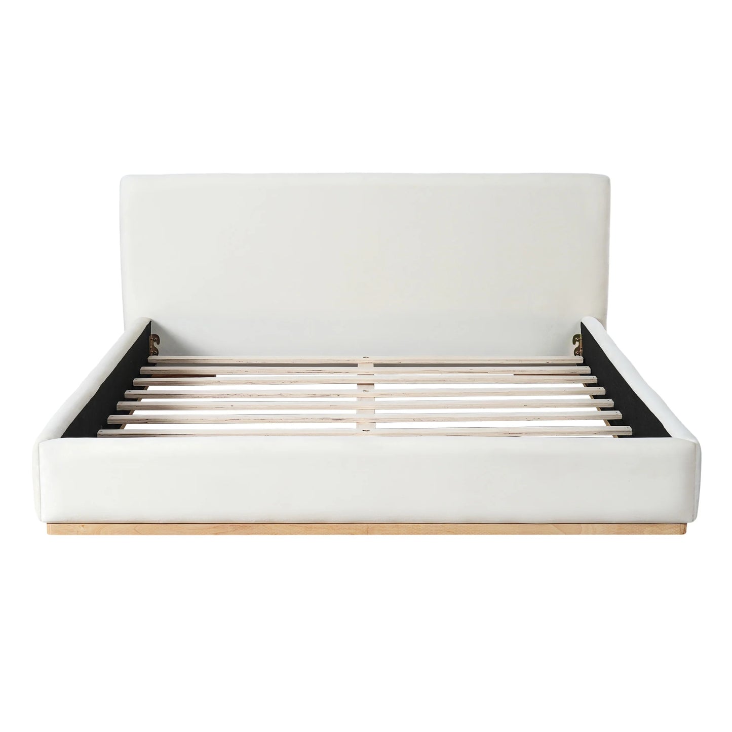 Christopher Knight Home Queen Bed with Velvet Upholstery, Solid Wood Platform, Padded Headboard, White
