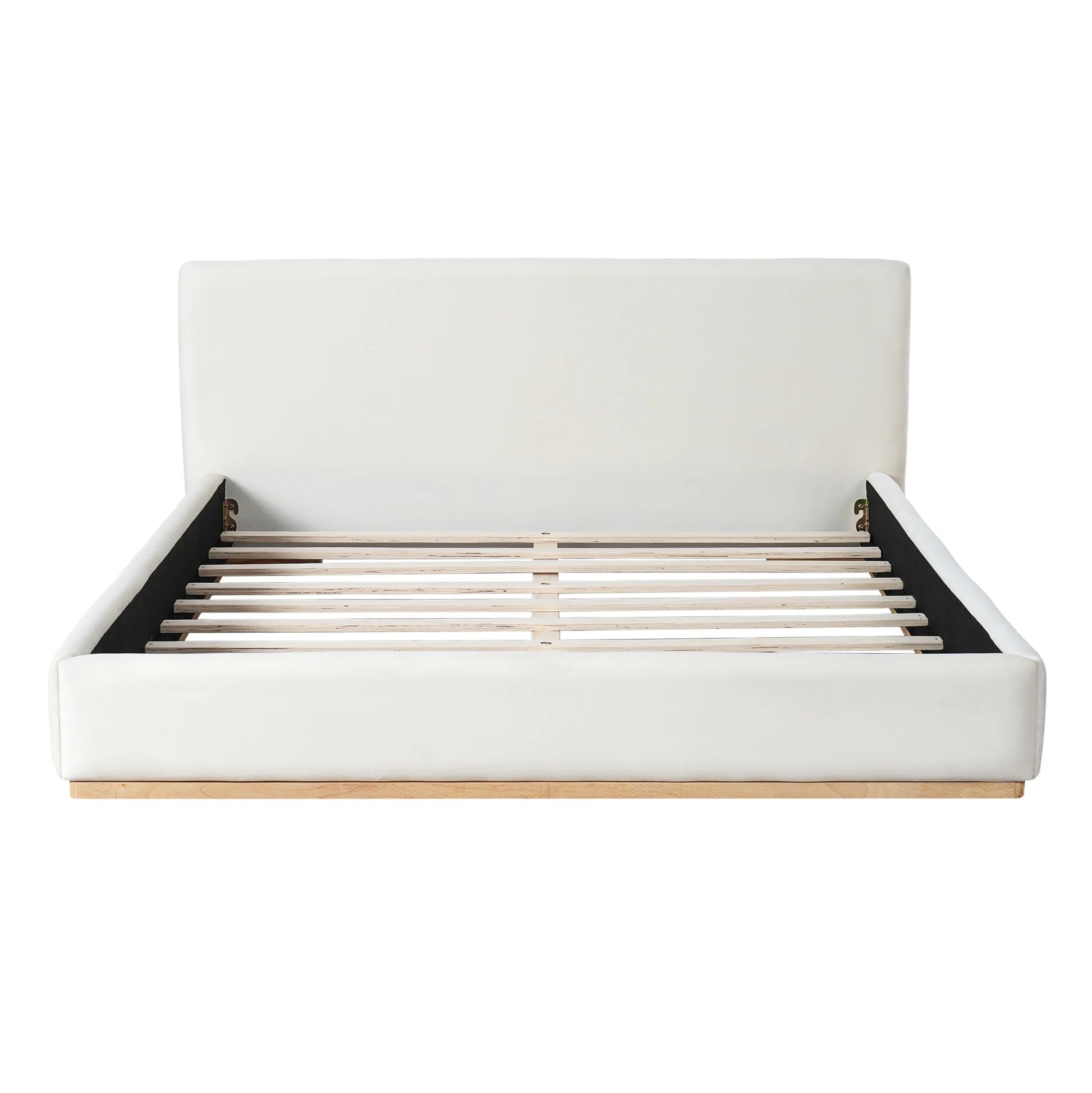 Christopher Knight Home Queen Bed with Velvet Upholstery, Solid Wood Platform, Padded Headboard, White