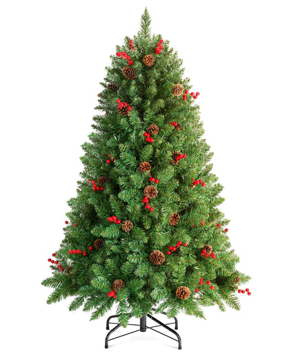 Jostyle 4.5FT Pre-Lit Christmas Tree, Decorated with 300 Clear Lights and Realistic 516 Thicken Tips