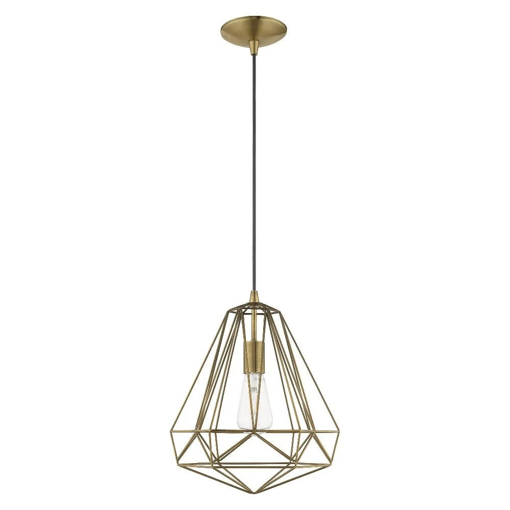 41324-69-Livex Lighting-Knox - 1 Light Pendant In Geometric Style-18 Inches Tall and 12.25 Inches Wide-Shiny White Finish -Traditional Installation