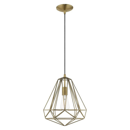 41324-69-Livex Lighting-Knox - 1 Light Pendant In Geometric Style-18 Inches Tall and 12.25 Inches Wide-Shiny White Finish -Traditional Installation