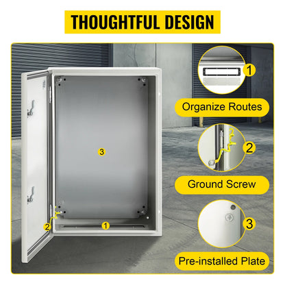 VEVOR SPT Gray 24"x16"x10", 1 Gang Hinged Carbon Steel Junction Electrical Box