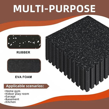 Bistlass Interlocking EVA Foam Floor Tiles, 12-Pack (48 sq ft) 0.56" Thick High-Density Black Tiles for Gym Equipment, Home Workouts & Protective Flooring