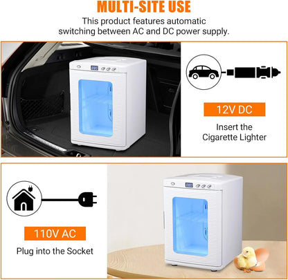Garvee 25L Reptile Incubator for Hatching Eggs - Portable Scientific Laboratory Incubator, Temperature Controlled 10° C-60° C for Small Reptiles, Cooling and Heating Digital Incubator, 12V/110V Black