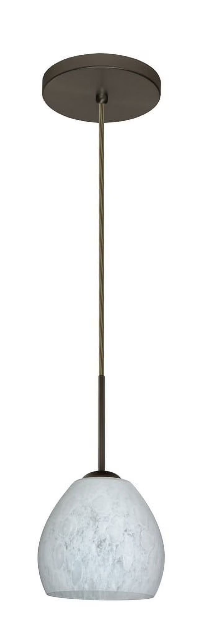1BT-412219-BR-Besa Lighting-Bolla-One Light Cord Pendant with Flat Canopy-5.88 Inches Wide by 5.25 Inches High-Bronze Finish-Carrera Glass