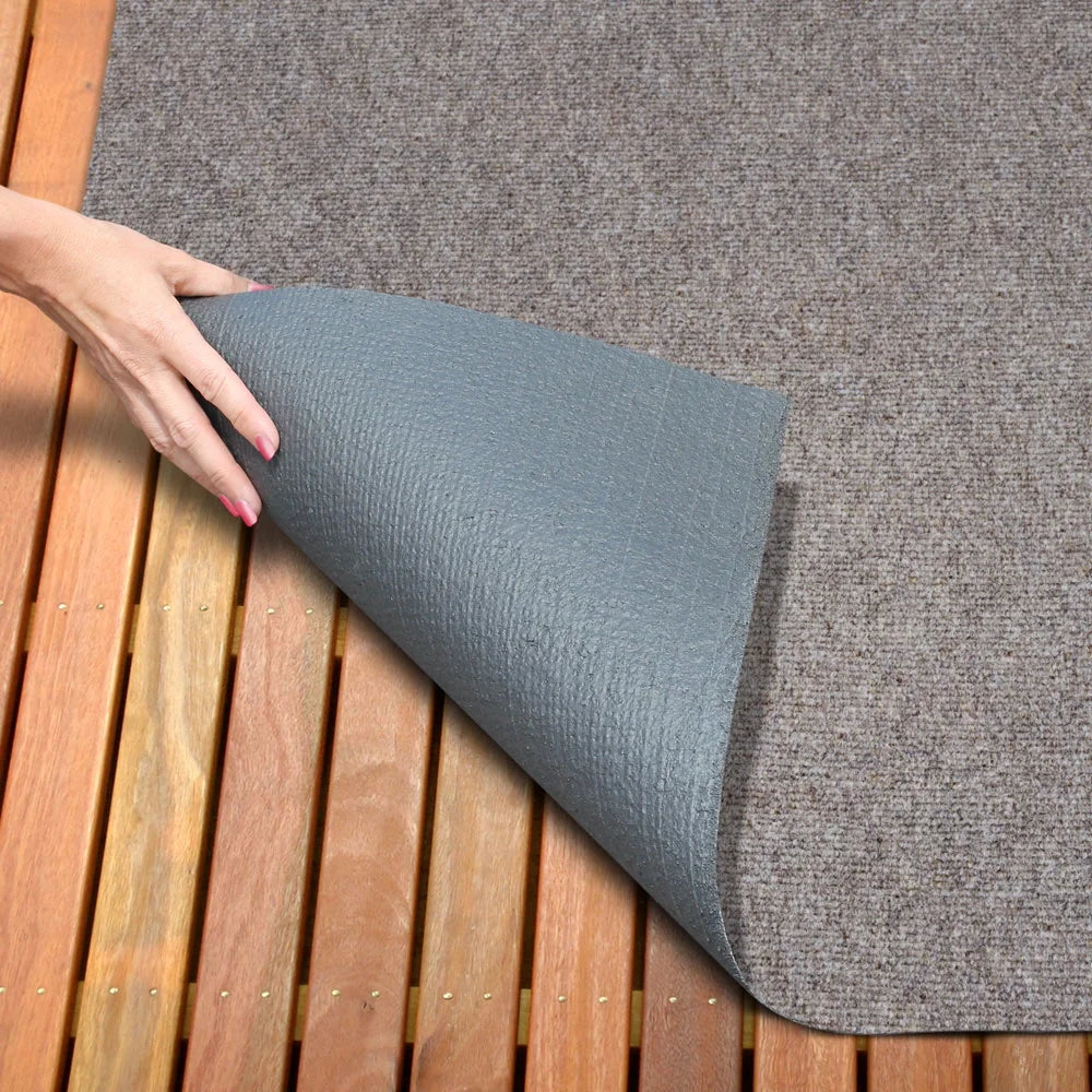 House Home & More Brown 6' x 10' Indoor/Outdoor Ribbed Carpet Roll for Patio, Porch, Deck, Boat
