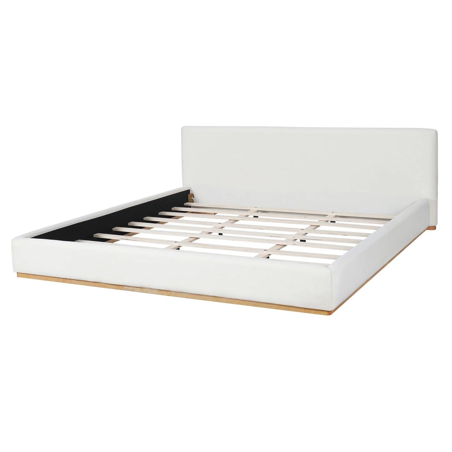 Christopher Knight Home Queen Bed with Velvet Upholstery, Solid Wood Platform, Padded Headboard, White