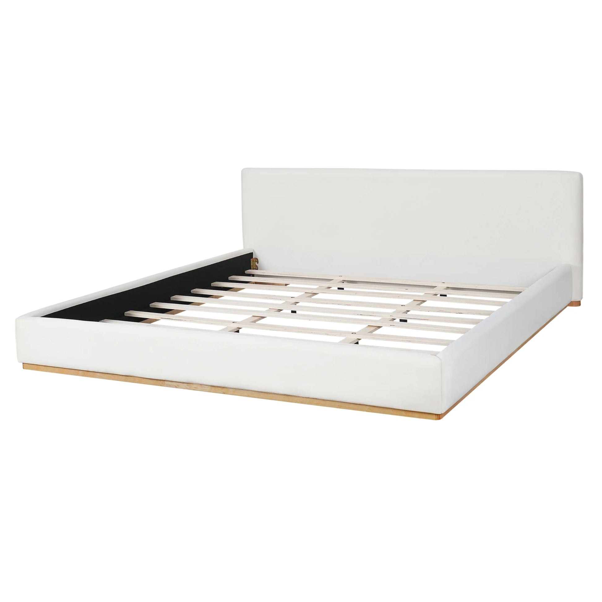 Christopher Knight Home Queen Bed with Velvet Upholstery, Solid Wood Platform, Padded Headboard, White