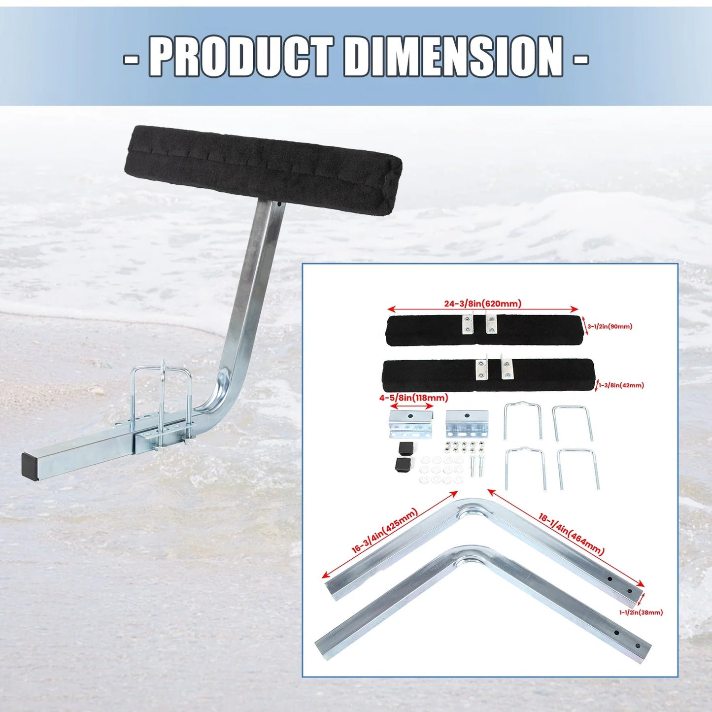 Kojem Boat Trailer 24" Side Guide Bunk Board Guide-On Carpeted Kit w/Hardware 75 Degree for Ski Boat Sailboat