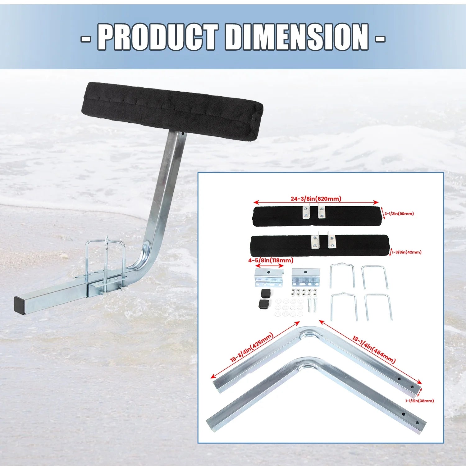 Kojem Boat Trailer 24" Side Guide Bunk Board Guide-On Carpeted Kit w/Hardware 75 Degree for Ski Boat Sailboat
