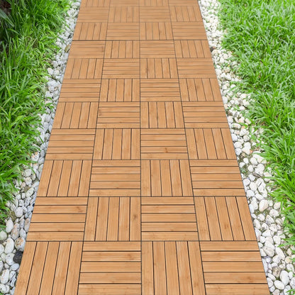 Renwick 12" x 12" Square Wooden Floor Tiles, 27 Pieces, Natural Wood