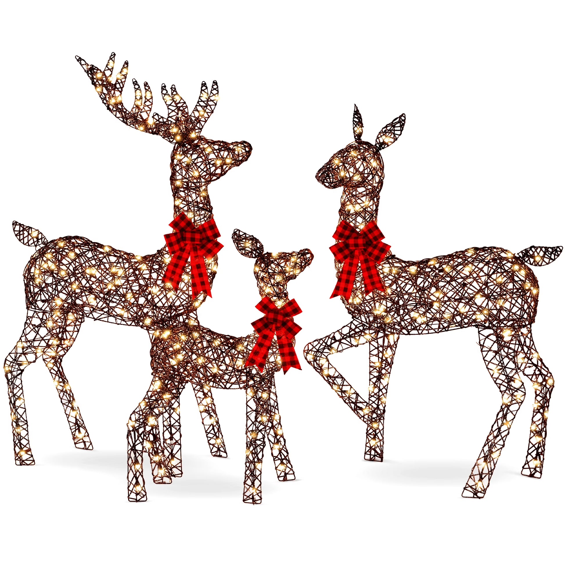 Best Choice Products 3-Piece Lighted Christmas Deer Set Outdoor Yard Decoration w/360 LED Lights, Stakes - White