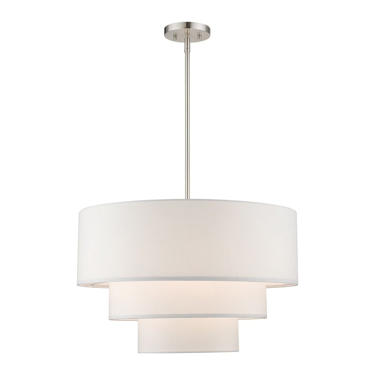 55914-91-Livex Lighting-Carrington - 4 Light Pendant In Mid-Century Modern Style-22.5 Inches Tall and 23 Inches Wide-Brushed Nickel Finish