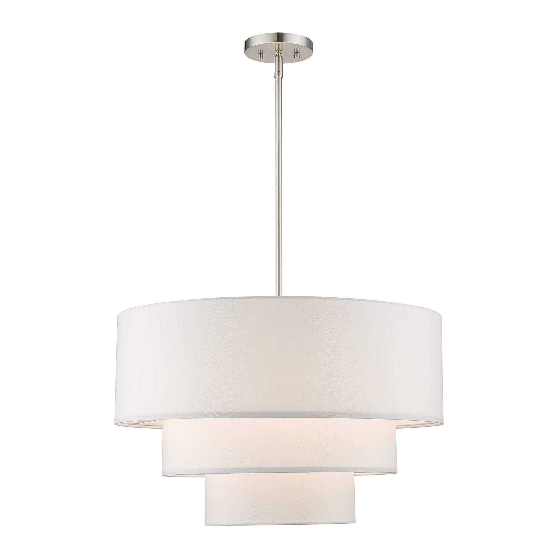 55914-91-Livex Lighting-Carrington - 4 Light Pendant In Mid-Century Modern Style-22.5 Inches Tall and 23 Inches Wide-Brushed Nickel Finish