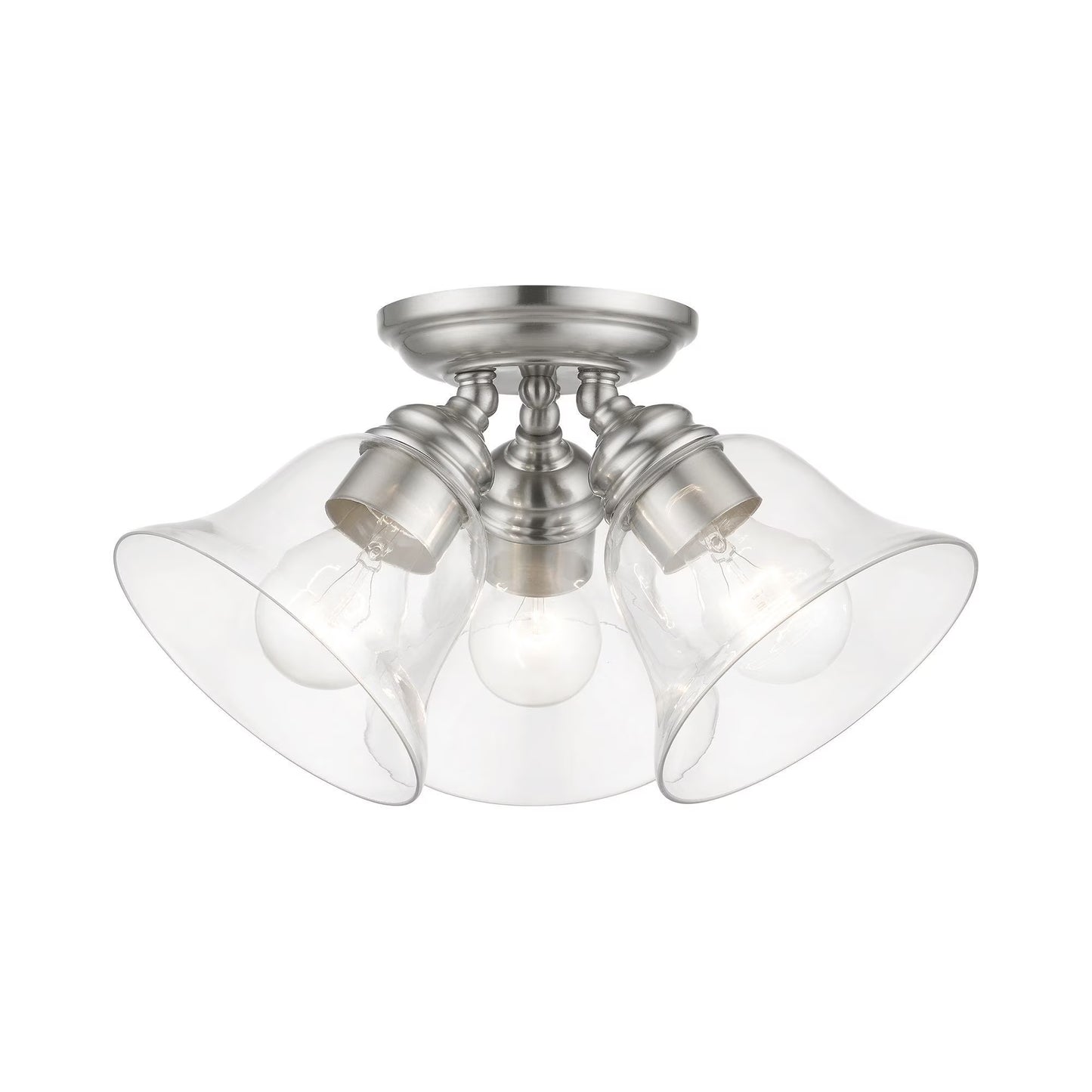 46489-04-Livex Lighting-Moreland - 3 Light Large Semi-Flush Mount In Transitional Style-7.5 Inches Tall and 14.5 Inches Wide-Black Finish