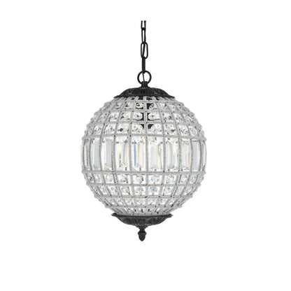 Elegant Lighting Olivia 12" Royal Crystal Pendant Lamp in Bronze