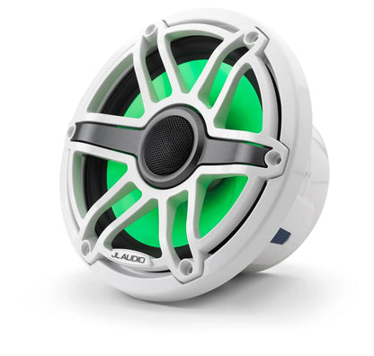 JL Audio M6-770X-S-GwGw-i 7.7-inch Marine Coaxial Speakers with Transflective LED Lighting, Gloss White