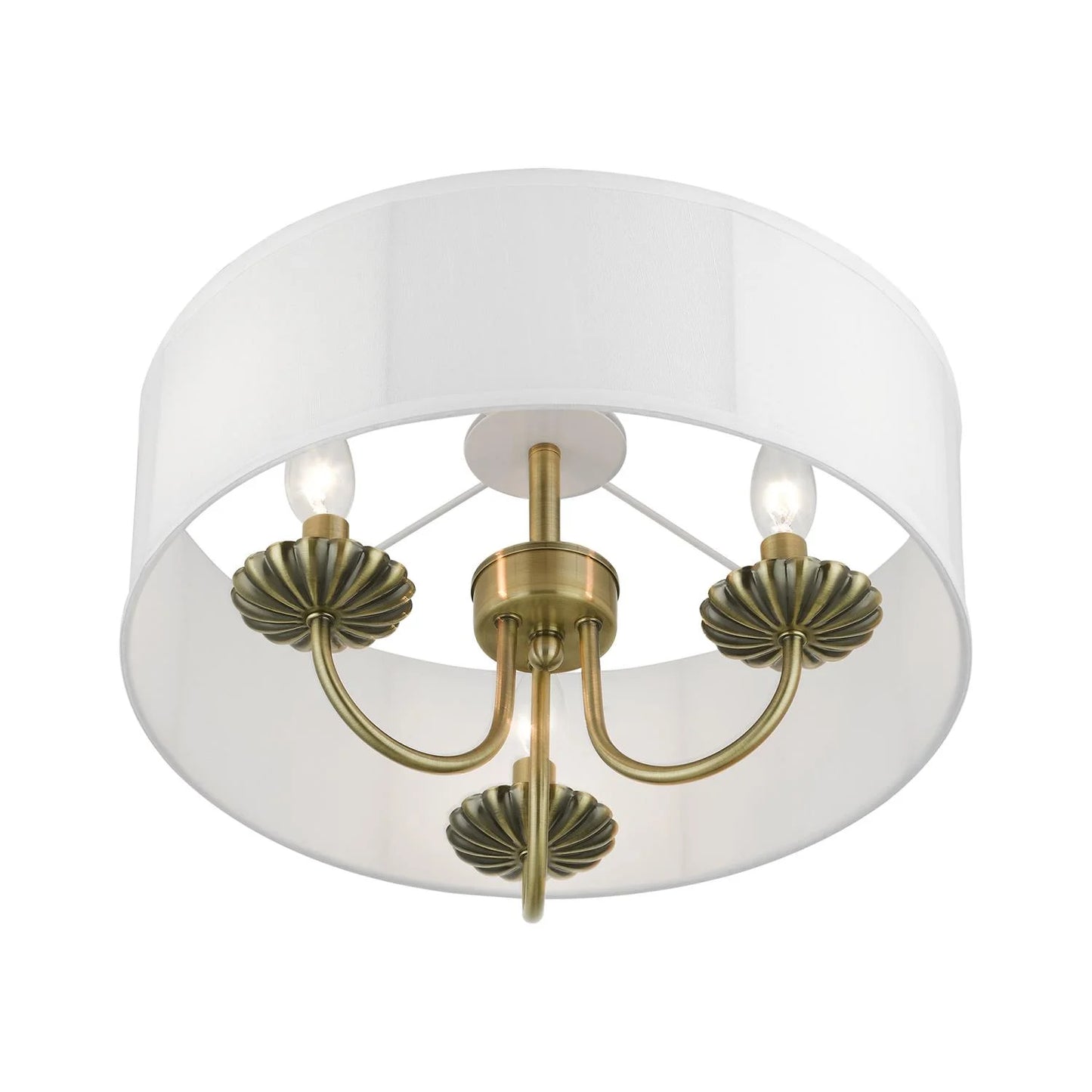 Livex Lighting - Brookdale - 3 Light Semi-Flush Mount In Transitional Style-12
