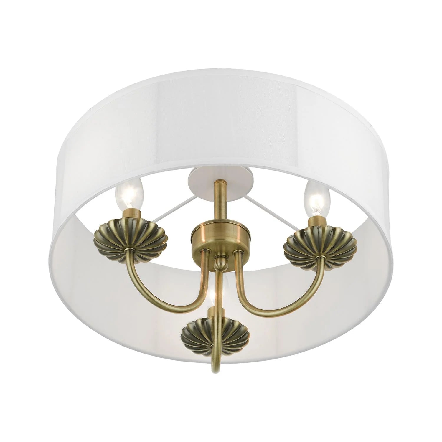 Livex Lighting - Brookdale - 3 Light Semi-Flush Mount In Transitional Style-12