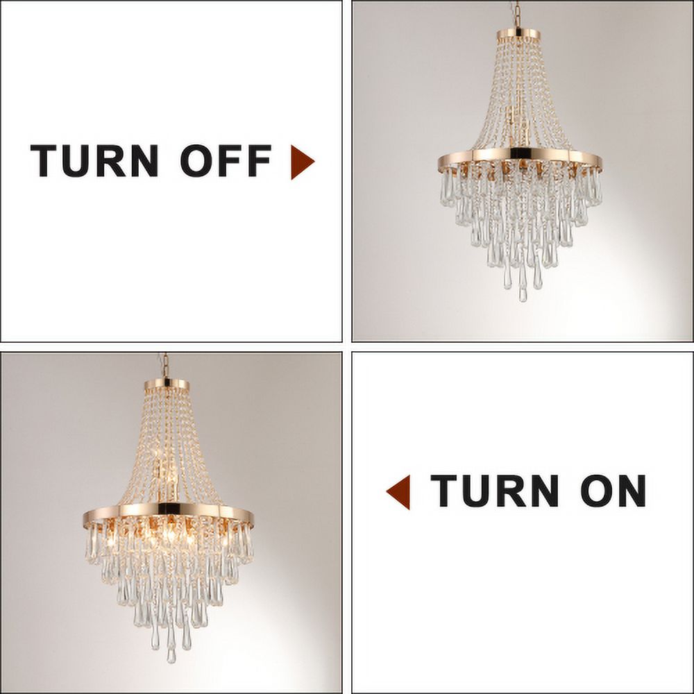 ACE-LIGHTS,Gold Crystal Chandeliers(Bulbs Not Included),Large Contemporary Luxury Ceiling Lighting for Living Room,Dining Room,Bedroom,Hallway(Golden)