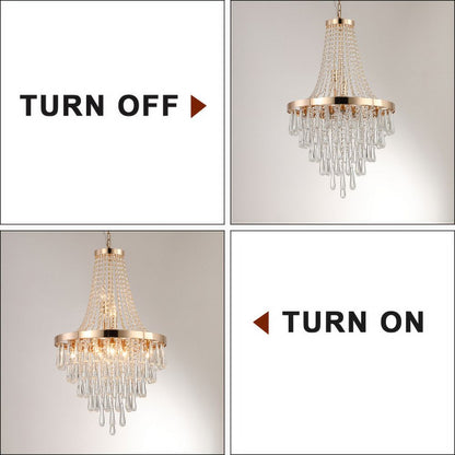 ACE-LIGHTS,Gold Crystal Chandeliers(Bulbs Not Included),Large Contemporary Luxury Ceiling Lighting for Living Room,Dining Room,Bedroom,Hallway(Golden)