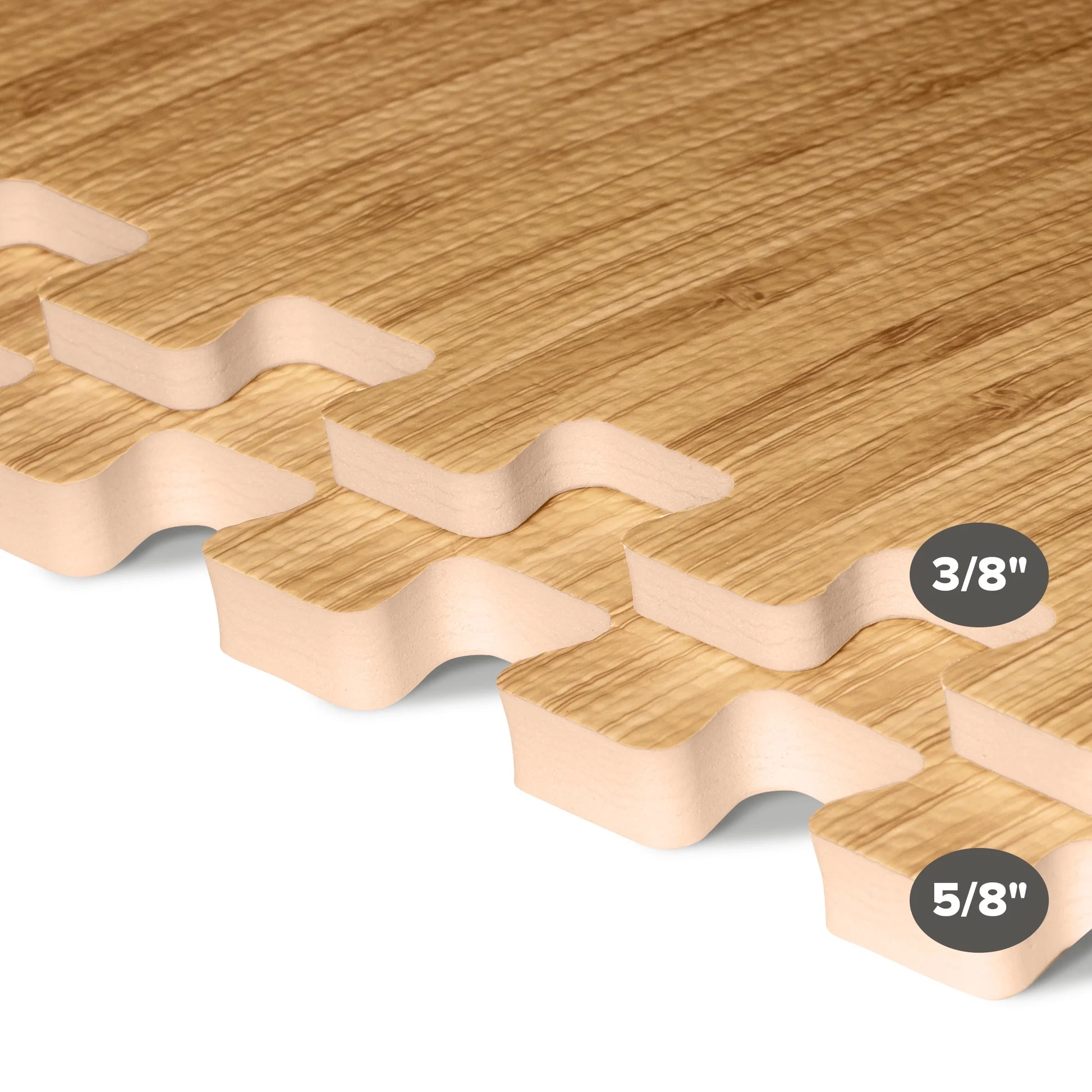 Forest Floor 5/8 Inch Thick Printed Foam Tiles, Premium Wood Grain Interlocking Foam Floor Mats, Anti-Fatigue Flooring, Light Bamboo, 100 Sq Ft