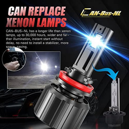Alla Lighting 16000Lms CANBus HB5 9007 LED Headlights Bulbs, 6500K Xenon White, Xtreme Super Bright Dual Hi/Low Beam Conversion Kits Replacement