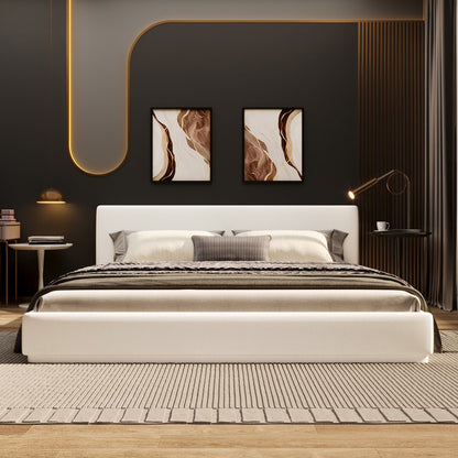 Christopher Knight Home Velvet Upholstered QueenBed, Solid Wood Platform Bed Frame, White