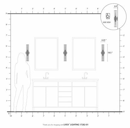 Livex Lighting Banca 2-Light Metal & Glass ADA Vanity Sconce in Polished Chrome