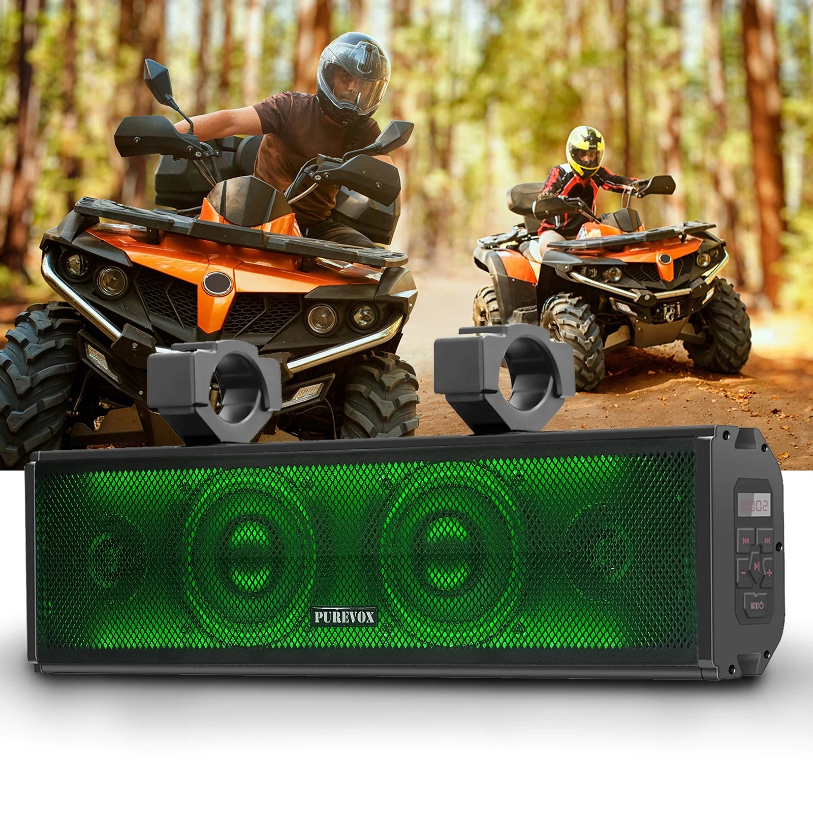 PUREVOX UTV Sound Bar 17 inch Waterproof Soundbar Bluetooth LED Lighting 400W Power 4" Full Range Speaker