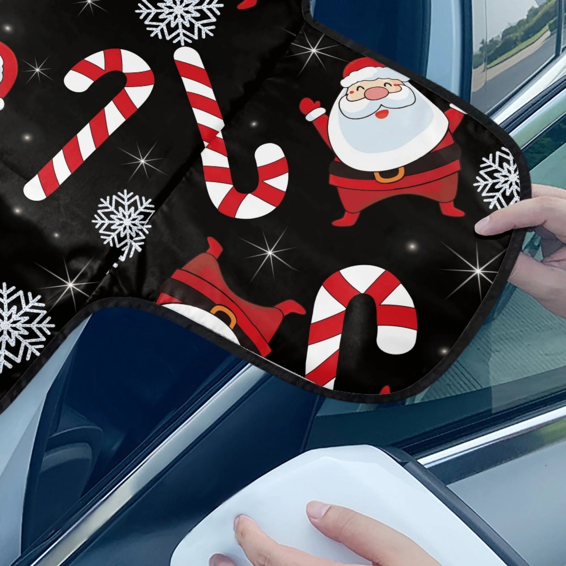 Bivenant Store Christmas Theme Windshield Snow Ice Cover, Protects Windshield and Wipers from Weatherproof, Rain, Sun, Frost, Vehicles, Cars Trucks Vans and SUVs,55.9"x37.7"