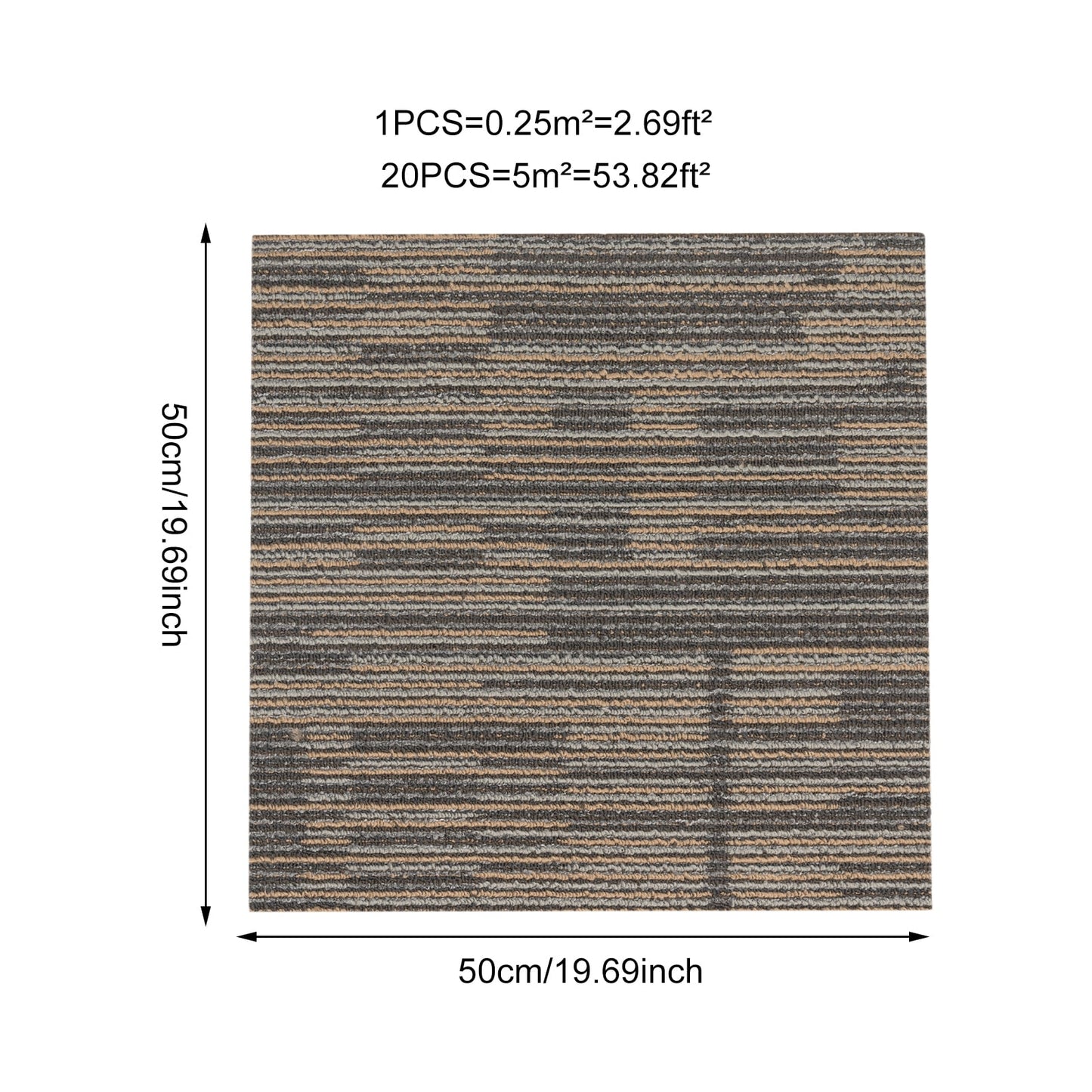 20Pcs Modern Square Carpets 20x20-inch Repeated Use Floor Tile Washable Mats 5.5mm Thickness Carpet for Cement Wood Ceramic Tiles and Flooring